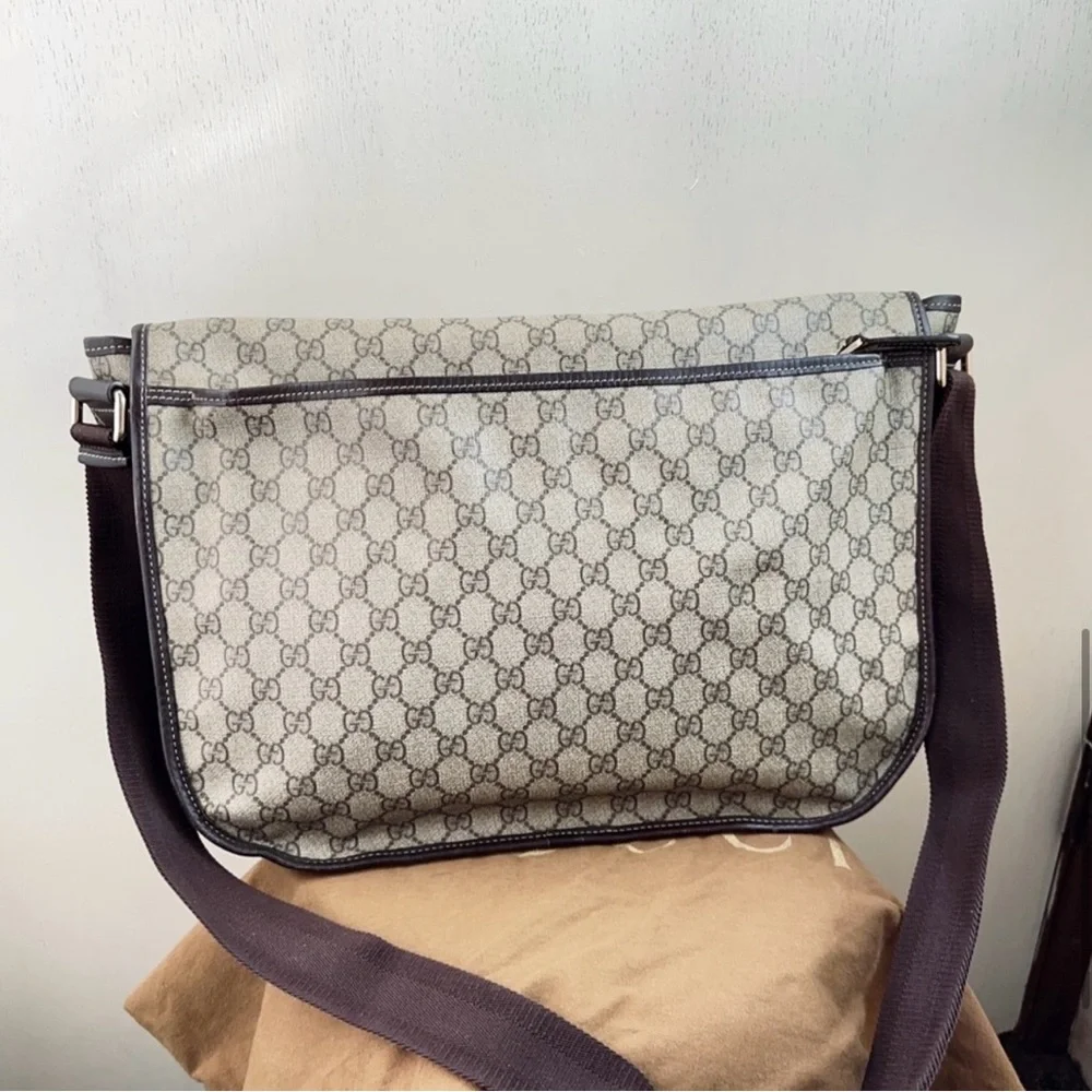 Gucci Imprime Shoulder Cross Bag GG PVC leather brown beige